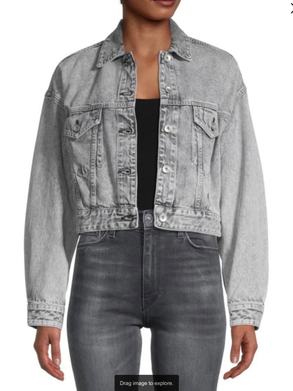 **Rag & Bone Cropped Acid Wash Denim Trucker Jacket XS**